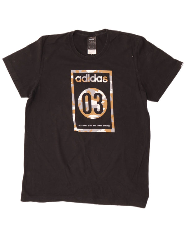 Adidas Mens Graphic T-Shirt Top Medium Black Cotton