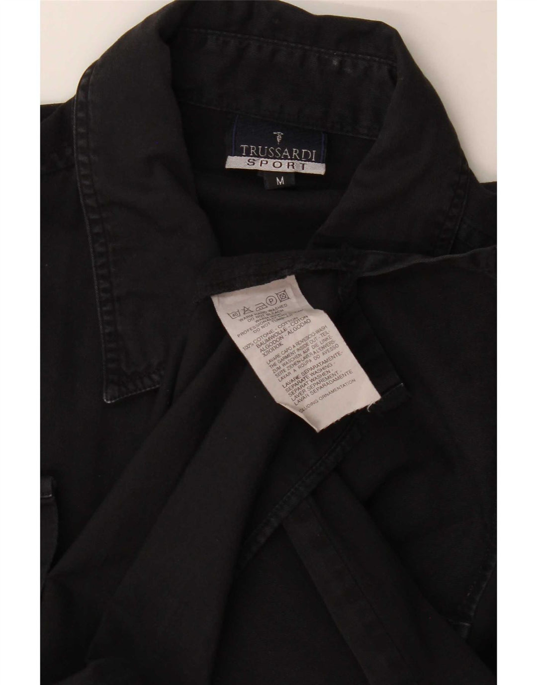 Trussardi Herre Denim Shirt Medium Sort Bomuld