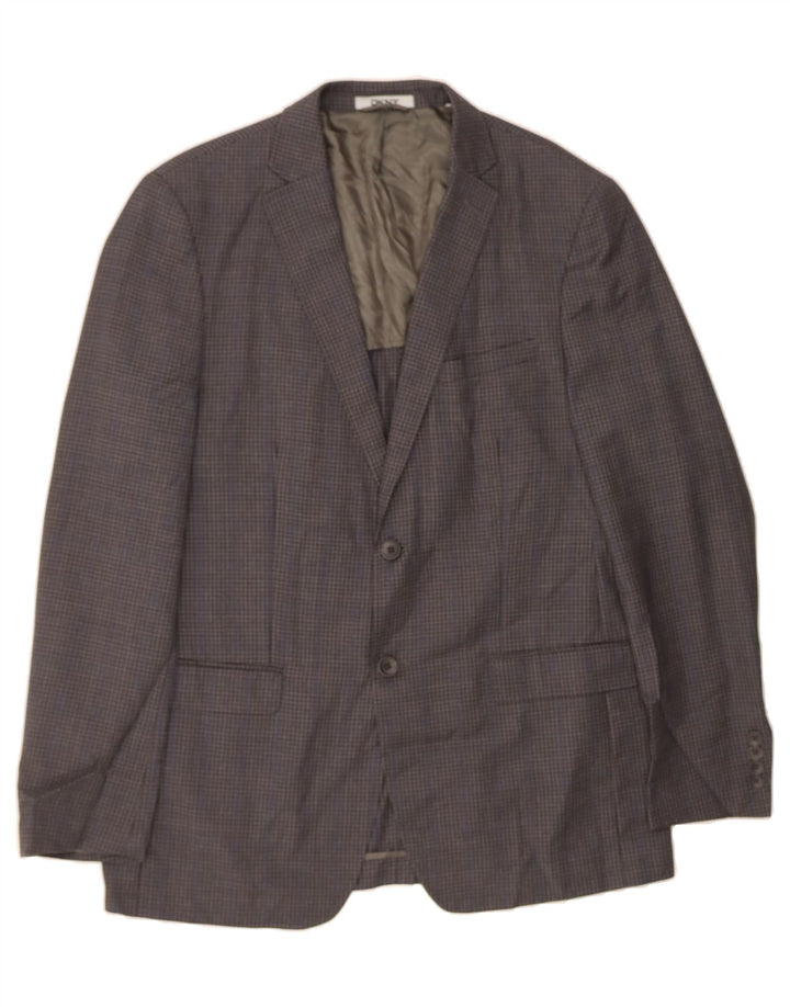 DKNY Mens 2 Button Blazer Jacket UK 42 XL Grey Check Wool Vintage Dkny and Second-Hand Dkny from Messina Hembry 