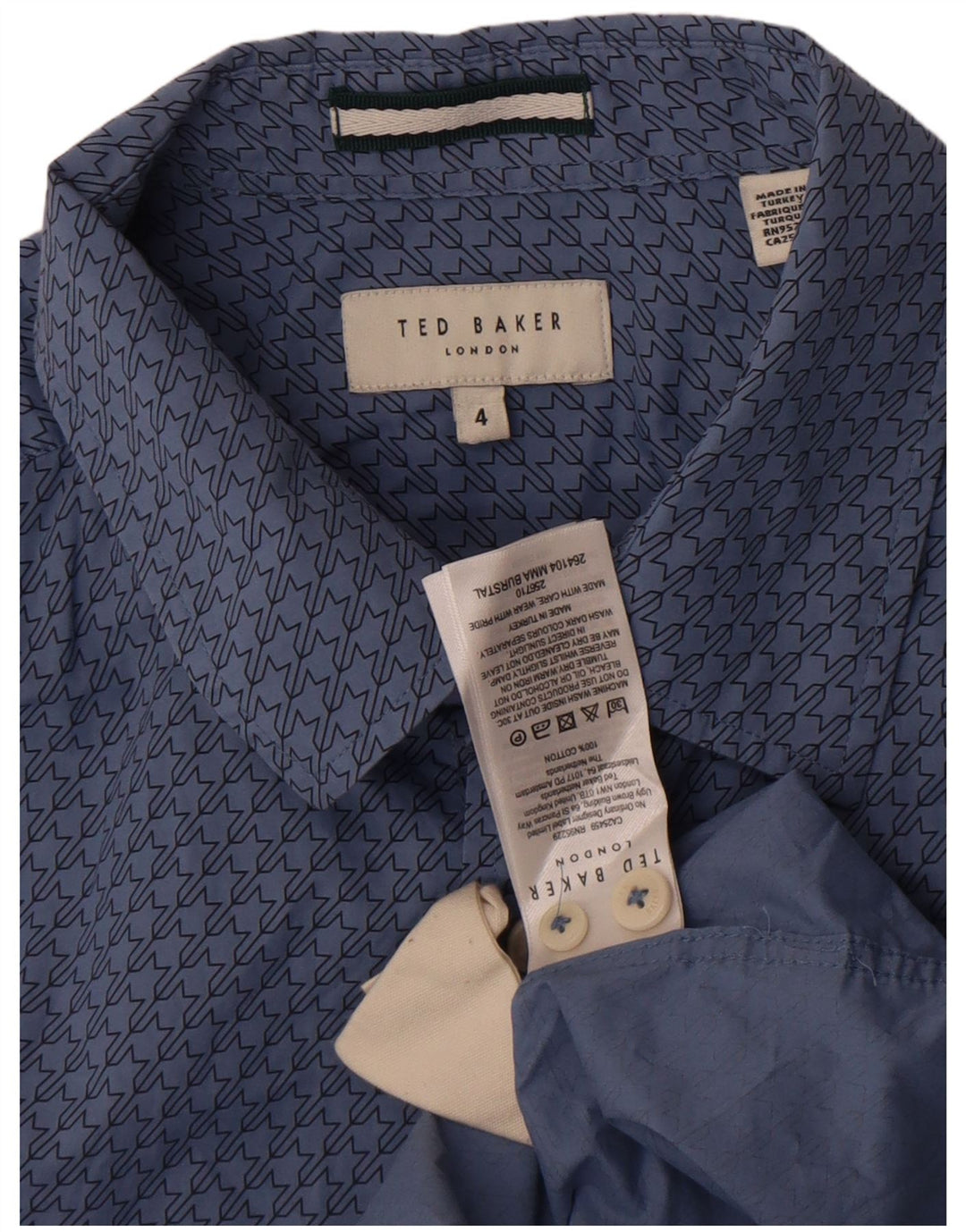 Ted Baker Herreskjorte str. 4 Large Blue Geometric Cotton
