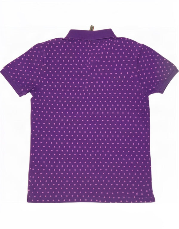 Sun68 Womens Polo Shirt UK 14 Large Purple Spotted Cotton