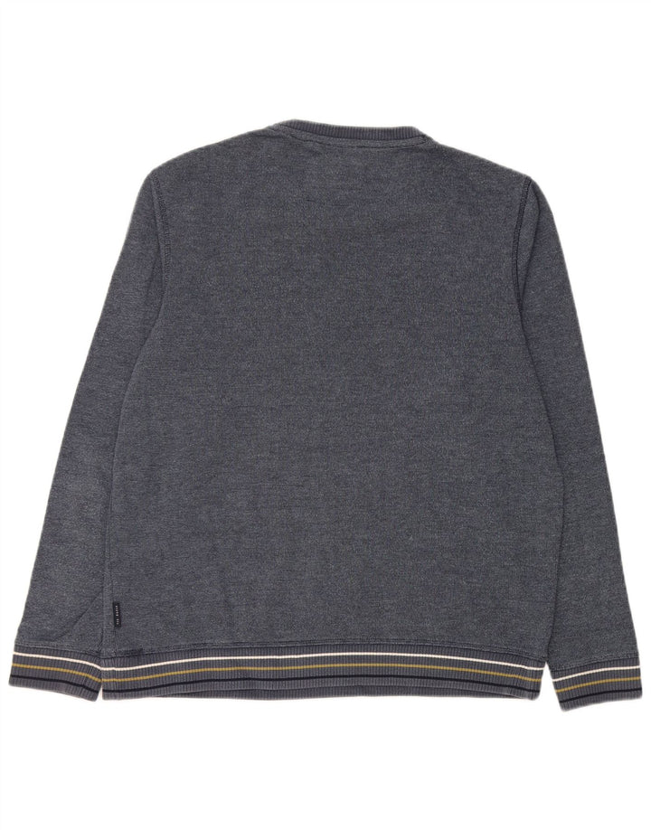 TED BAKER Mens Crew Neck Jumper Sweater Size 4 Large Navy Blue Cotton