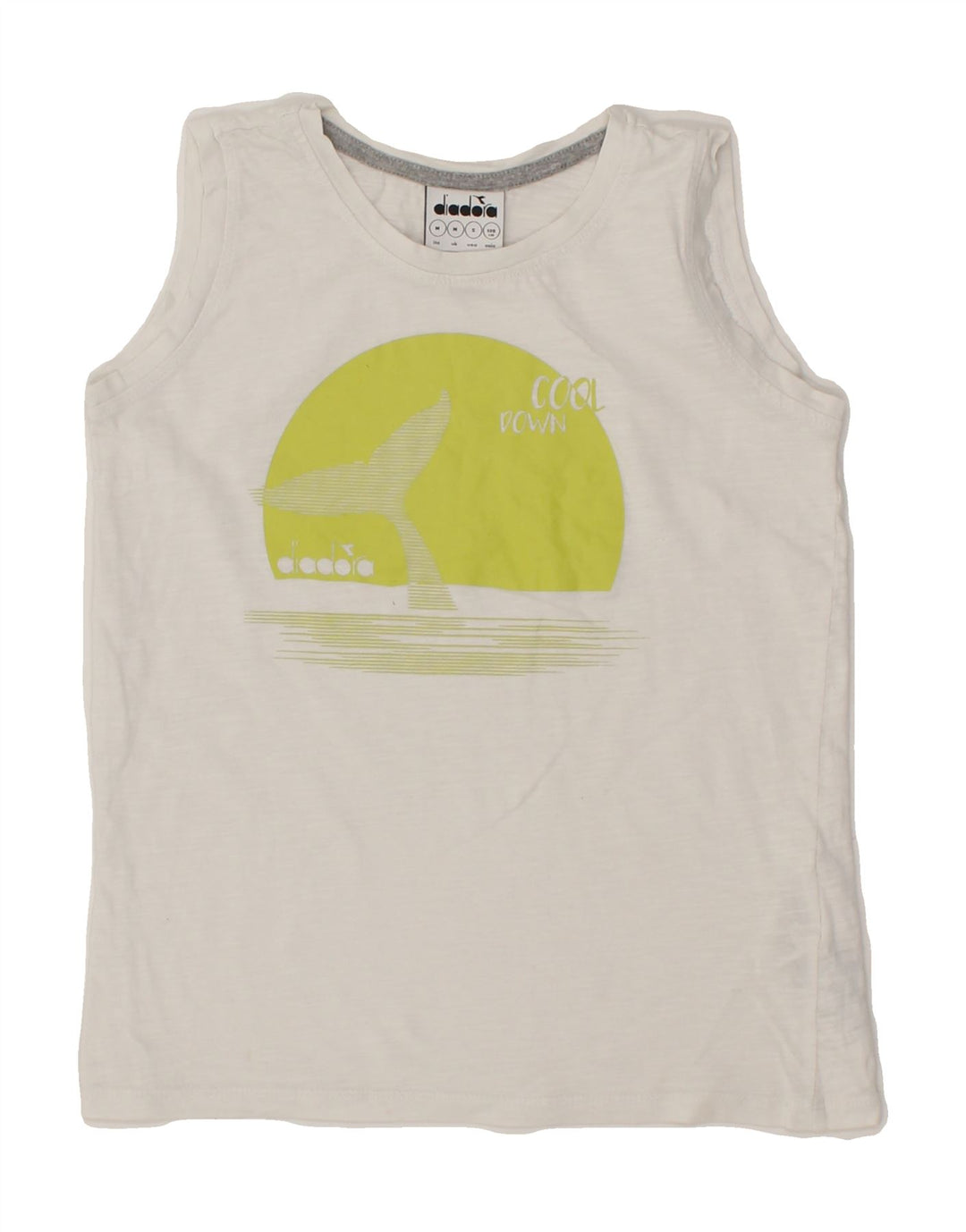 DIADORA Boys Graphic Vest Top 7-8 Years Medium White Cotton Vintage Diadora and Second-Hand Diadora from Messina Hembry 