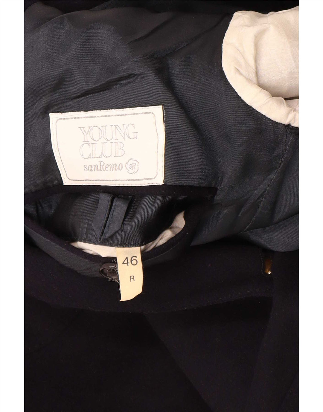 San Remo Mens Double Breasted Blazer Jacket IT 46 Small Navy Blue Wool