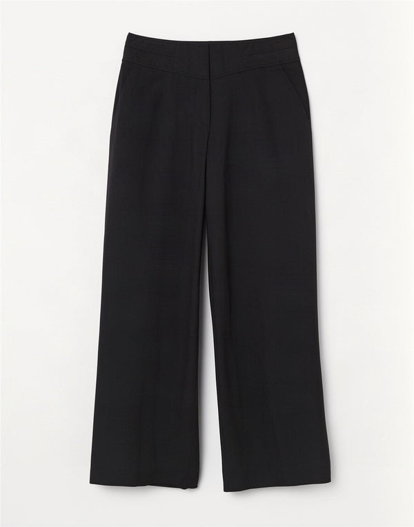 Reiss Pantalones de traje de pierna ancha para mujer UK 10 Small W30 L29 Azul marino Rayas diplomáticas