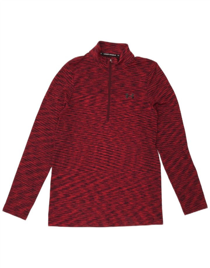 Under Armour Herren-Pullover-Trainingsoberteil mit Reißverschluss und Halsausschnitt, mittelrot meliert