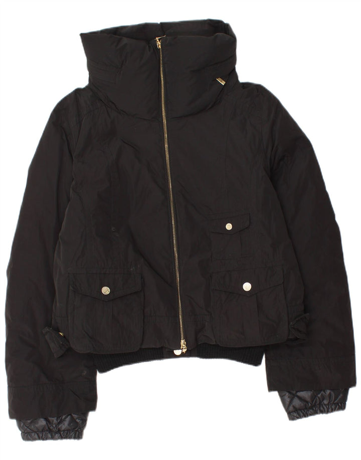 Silk and Soie Womens Hooded Padded Jacket IT 44 Medium Black Polyamide