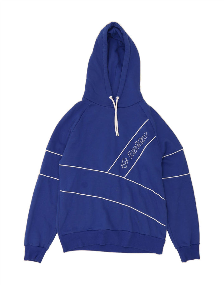 LOTTO Mens Graphic Hoodie Jumper Large Blue Cotton Vintage Lotto and Second-Hand Lotto from Messina Hembry 