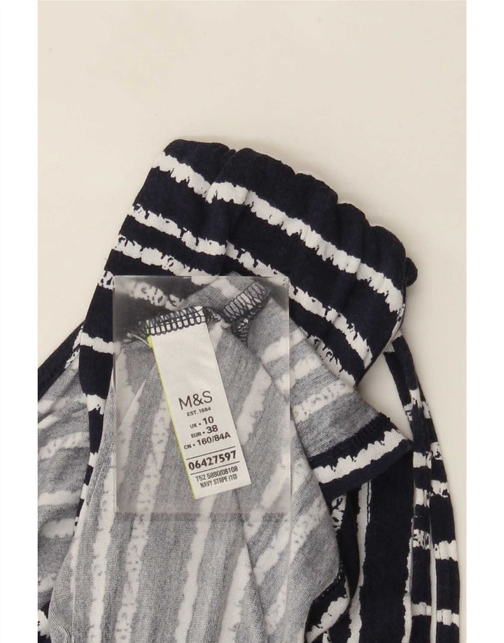 Marks & Spencer Womens A-Line Dress UK 10 Small Navy Blue Striped