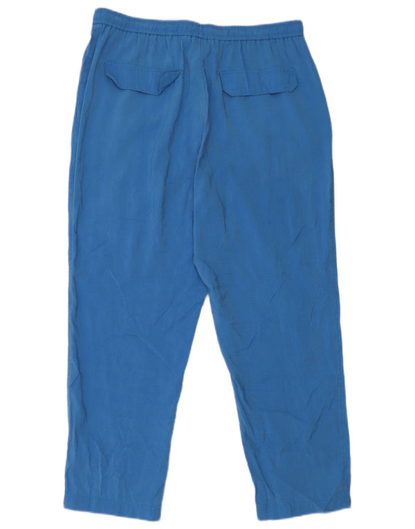 Zara Womens Straight Casual Trousers Large W34 L25 Blue Modal