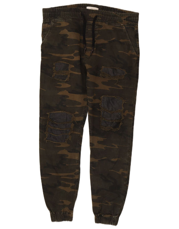 Zara muške joggers chino hlače velike W32 L27 kaki kamuflažni pamuk
