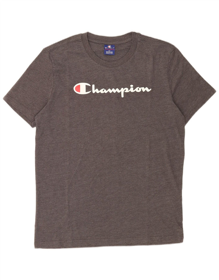 Champion Mens Graphic T-Shirt Top Medium Grey Cotton