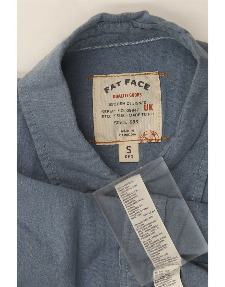 Fat Face Mens Short Sleeve Shirt Small Blue Linen