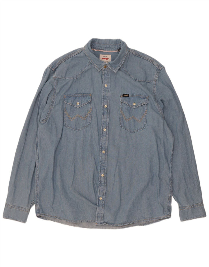 Wrangler Herren Jeanshemd XL, blaue Baumwolle