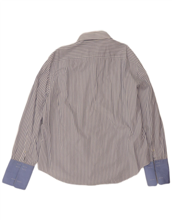 JAEGER Mens Regular Fit Formal Shirt Size 18 2XL White Striped Cotton