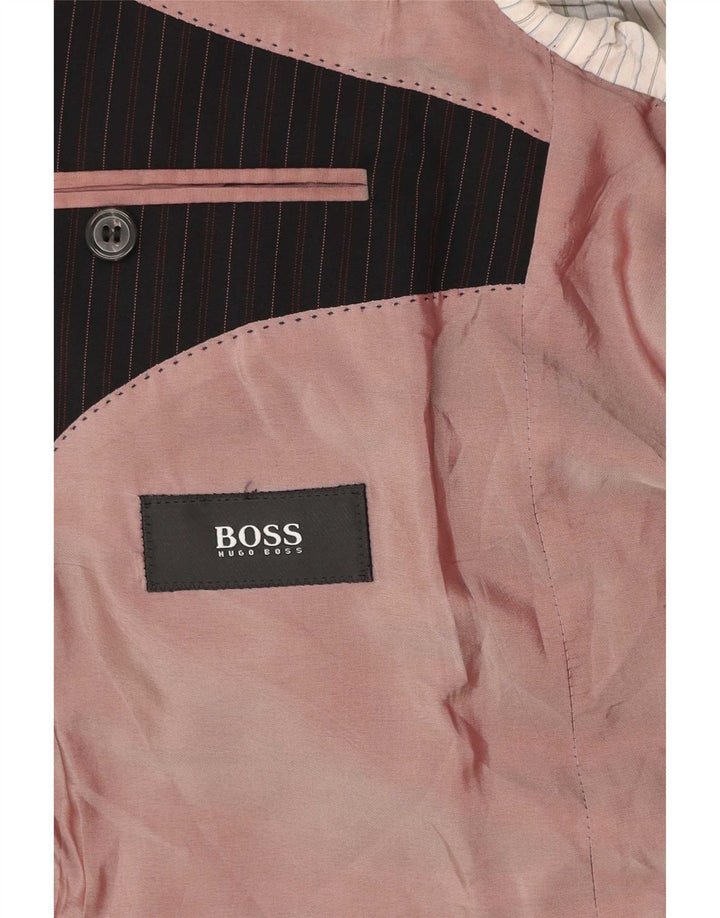Hugo Boss Herre 3-knaps blazerjakke IT 52 XL Sort nålestribet uld klassisk