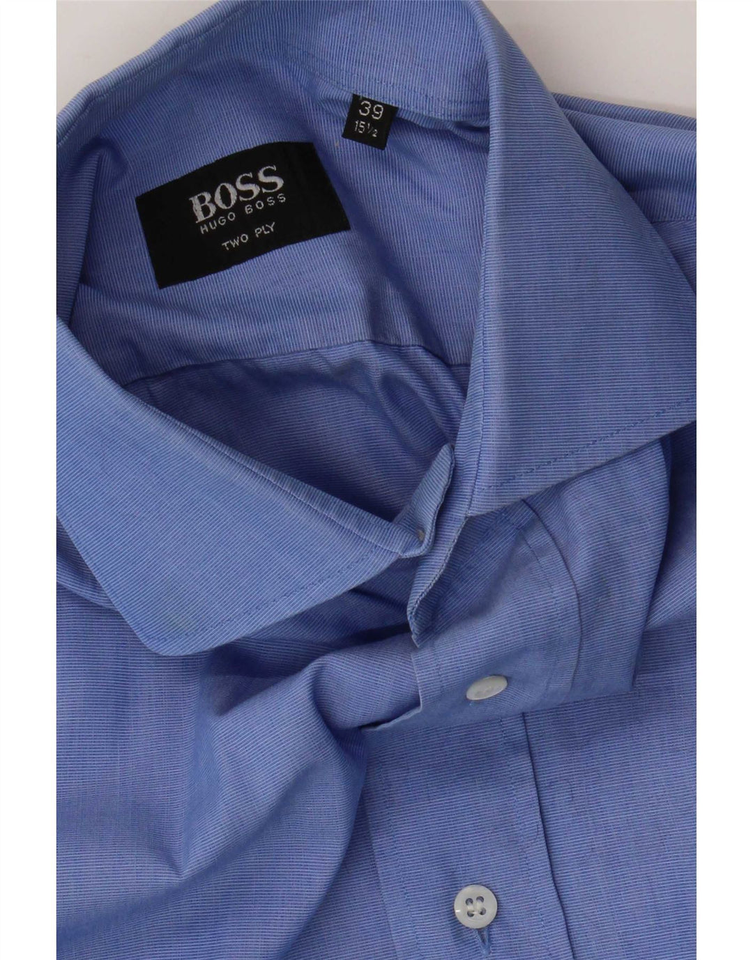 Camicia da uomo Hugo Boss taglia 39 15 1/2 cotone blu medio