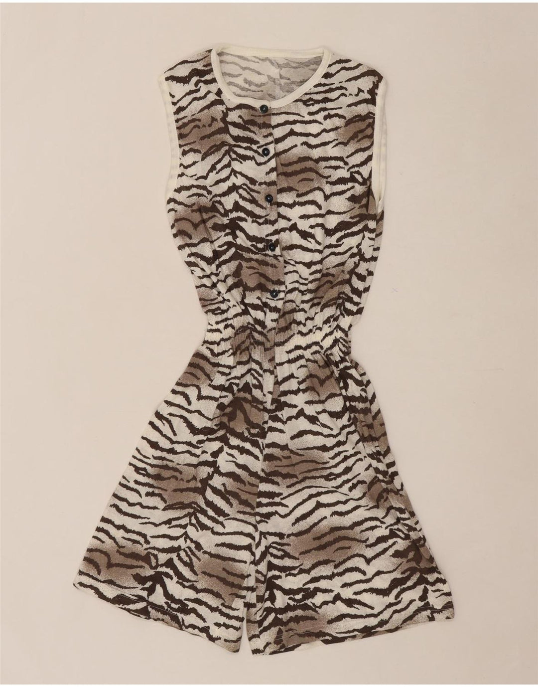 VINTAGE Womens Playsuit UK 8 Small  Grey Animal Print Vintage Vintage and Second-Hand Vintage from Messina Hembry 
