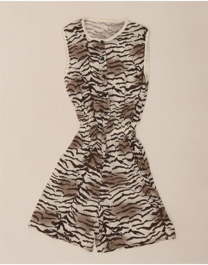 VINTAGE Womens Playsuit UK 8 Small  Grey Animal Print Vintage Vintage and Second-Hand Vintage from Messina Hembry 