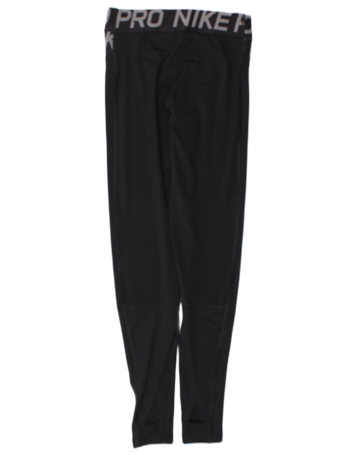 Nike Dame Dri Fit Grafiske Leggings UK 8 Small Black Polyester