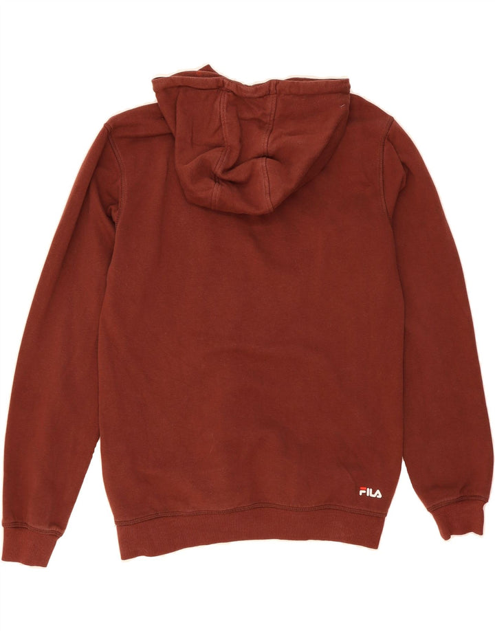 FILA Mens Graphic Hoodie Jumper Small Brown Cotton Vintage Fila and Second-Hand Fila from Messina Hembry 
