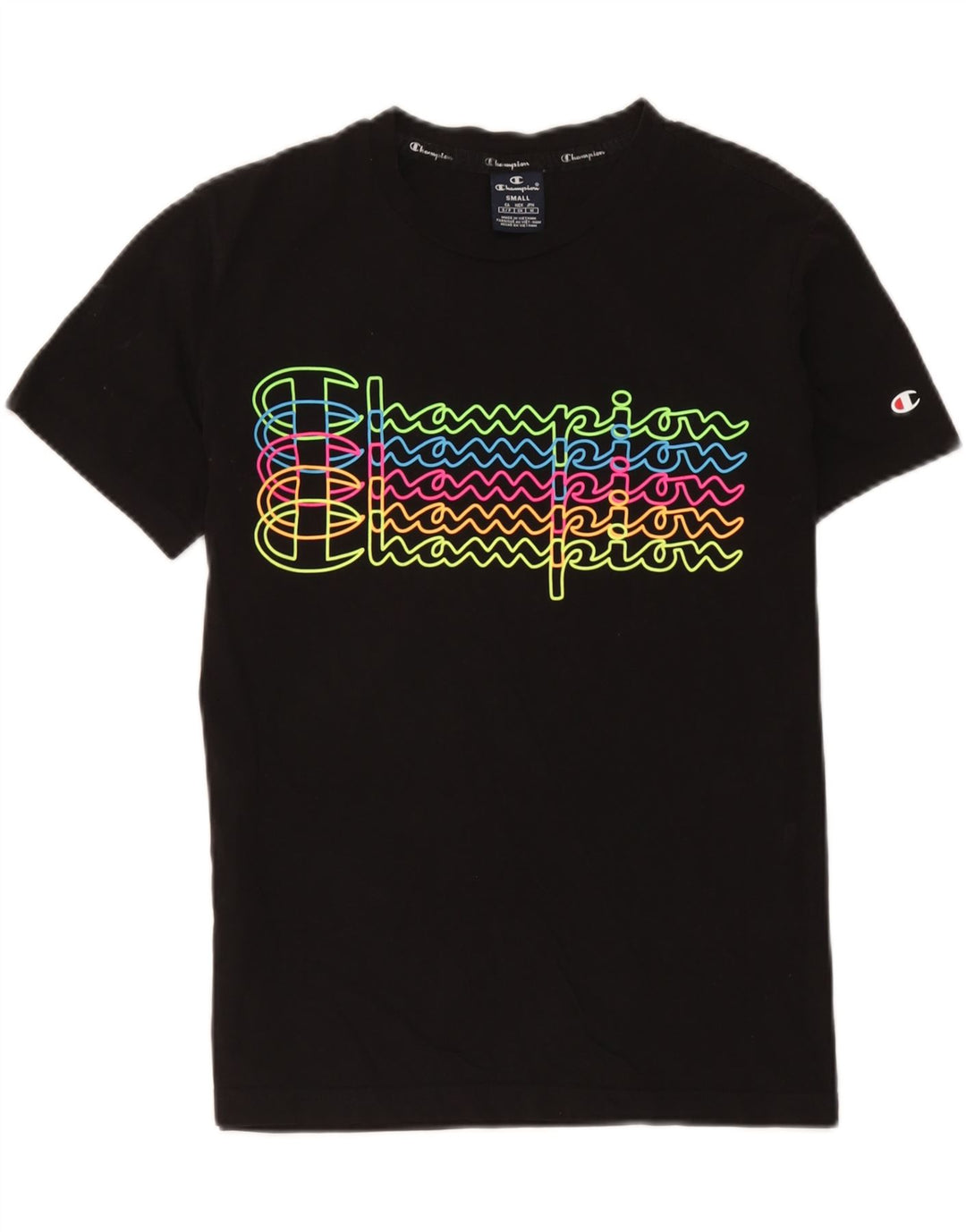 Champion Mens Graphic T-Shirt Top Small Black