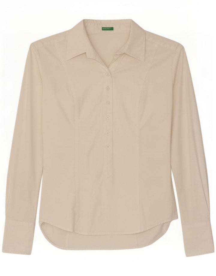 Benetton Damen-Pullover-Hemd, Gr. 10, Größe S, Weiß