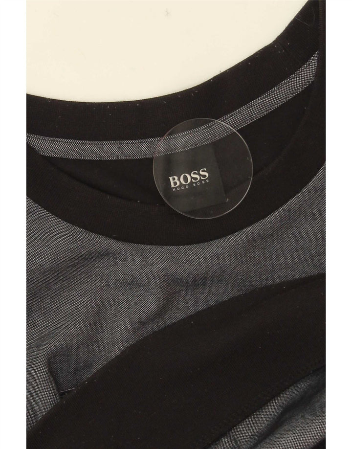 Hugo Boss Mens Graphic Sweatshirt Jumper Medium Grey Colourblock Cotton