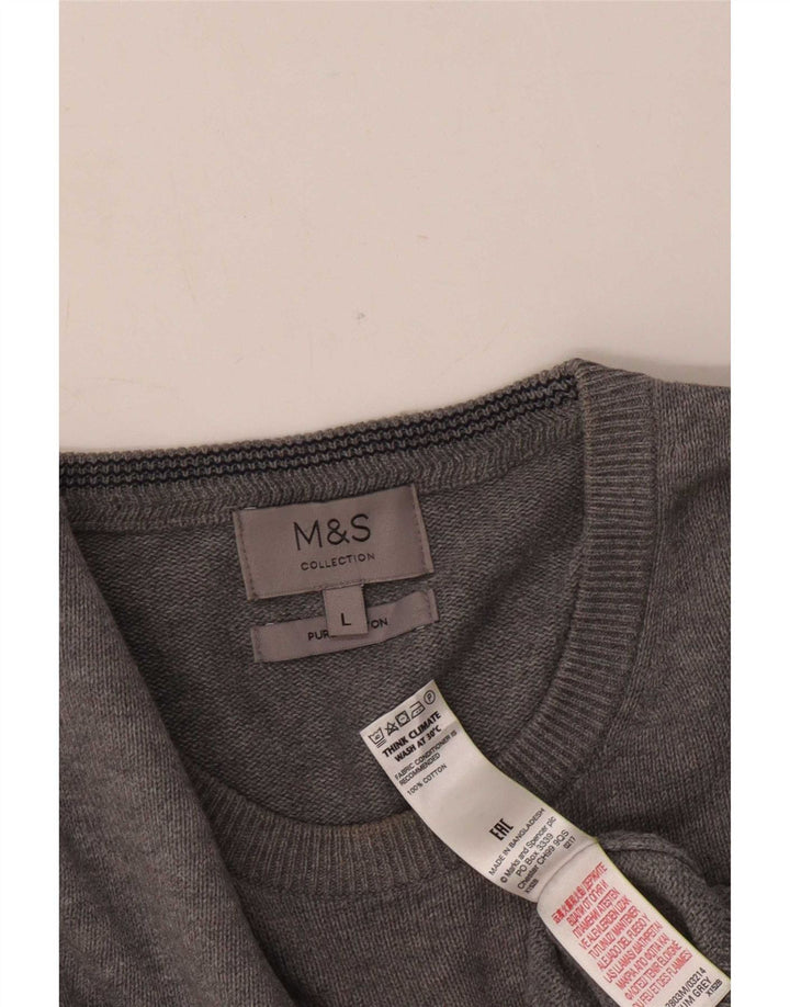 Marks & Spencer Maglione da uomo con scollo a barca grande in cotone grigio