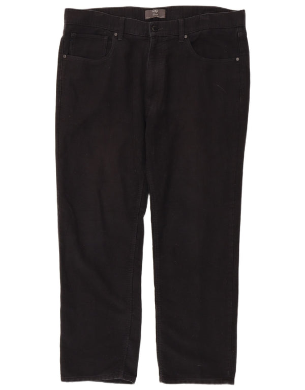 Calça casual masculina Marks & Spencer de ajuste regular W38 L29 algodão preto
