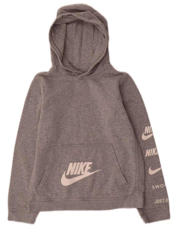 Felpa con cappuccio grafica Nike da bambino, 12-13 anni, in cotone grigio screziato grande