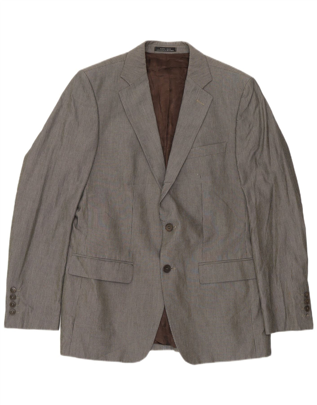 Giacca blazer da uomo a 2 bottoni Zara EU 52 grande gessato grigio