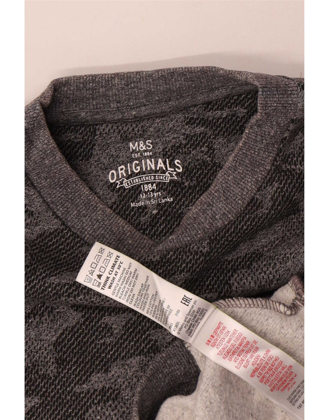 Marks & Spencer Boys Sweatshirt Jumper 12-13 Years Grey Camouflage Cotton