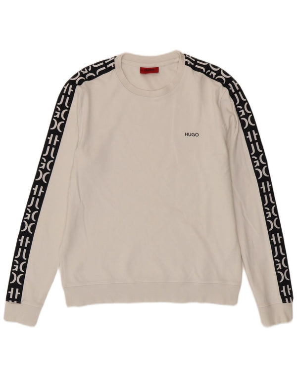 Ανδρικό γραφικό φούτερ Hugo Boss Jumper Small White Colourblock Βαμβακερό