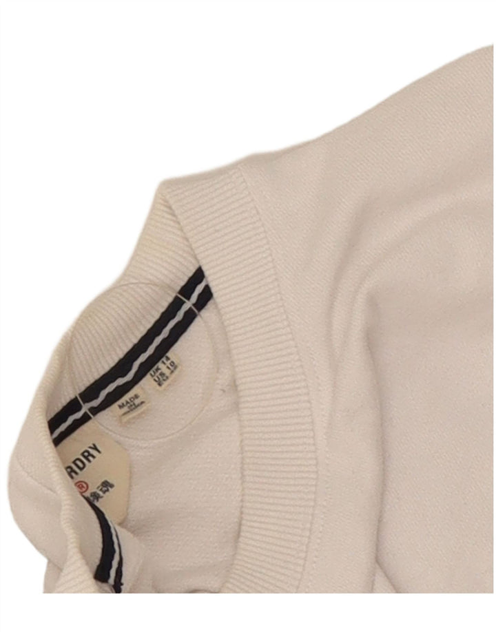 Superdry Womens Sweatshirt Jumper UK 14 Large White Cotton