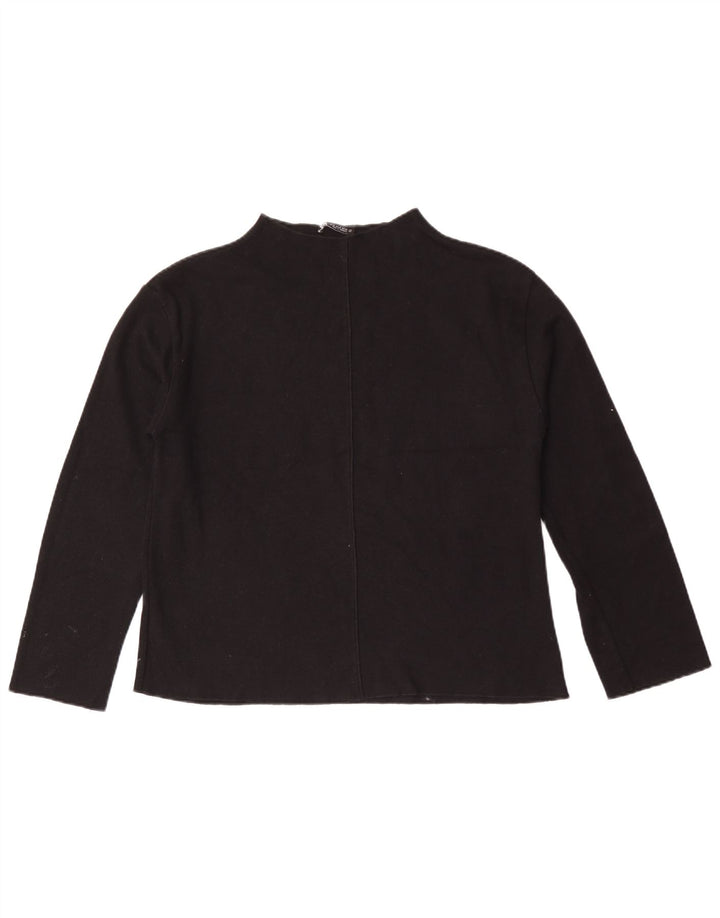 Zara Damen Top Langarm UK 14 Medium Schwarz Baumwolle