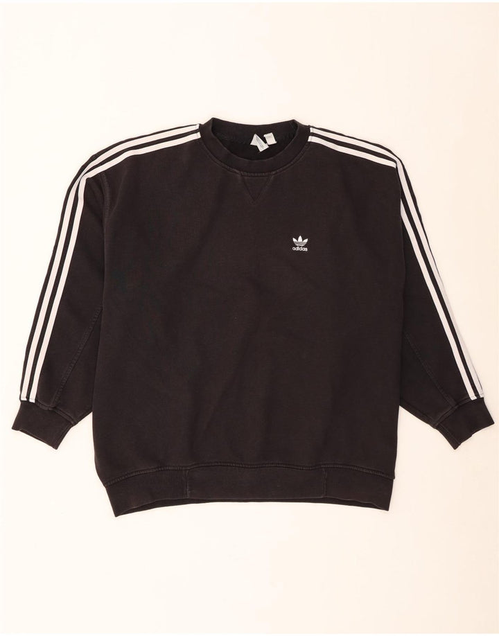 Adidas Womens Oversized Sweatshirt Jumper UK 8 Small Black Cotton