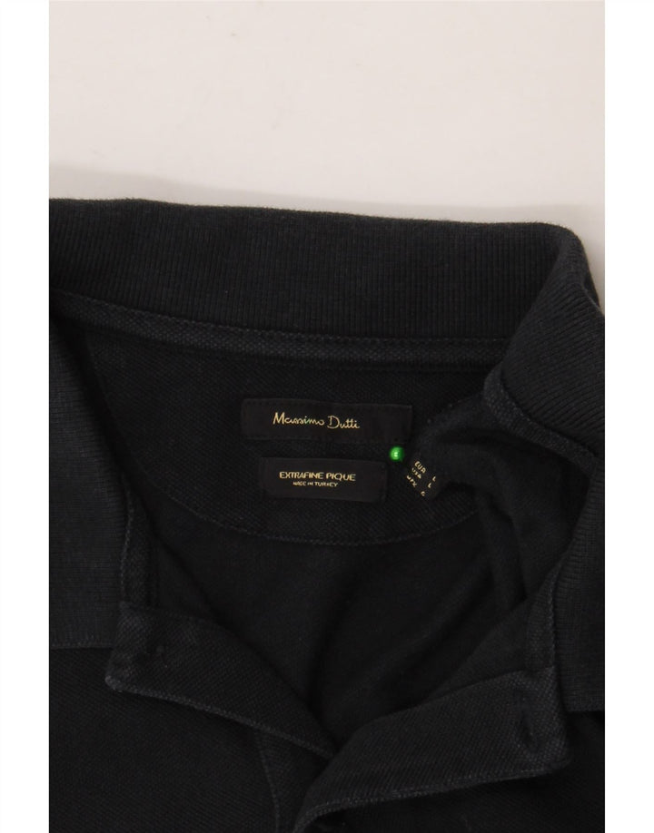 Massimo Dutti Mens Polo Shirt Large Black Cotton