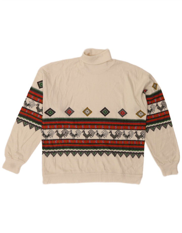 Vintage damski sweter z wywijanym dekoltem IT 44/46 Średni biały poliakryl