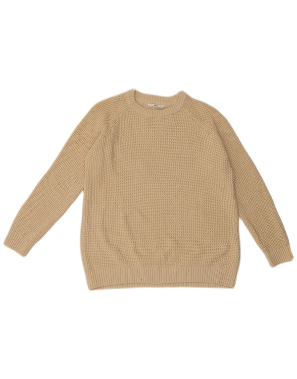 Marks & Spencer Jungen-Pullover mit Rundhalsausschnitt, 10–11 Jahre, cremefarbene Baumwolle