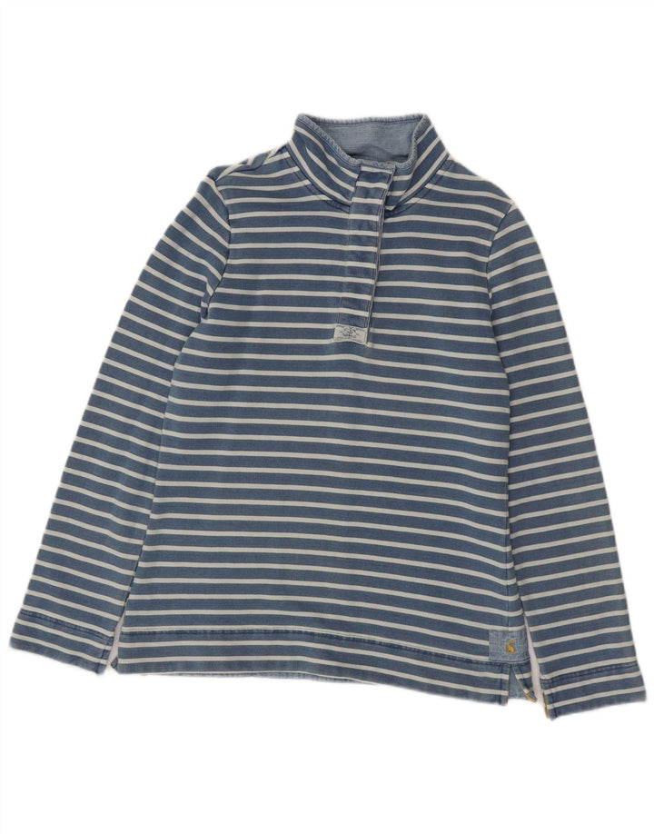 JOULES Womens Button Neck Sweatshirt Jumper UK 12 Medium  Blue Striped