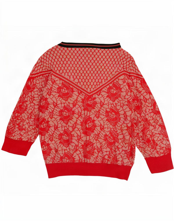 Chiara Bertani Womens Boat Neck Jumper Sweater UK 10 Small Red Floral