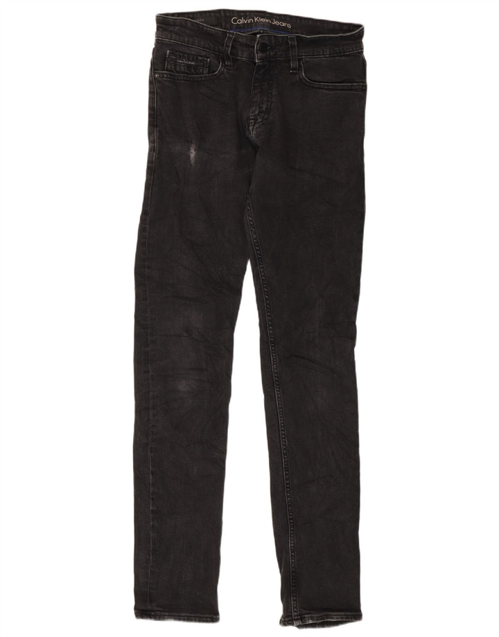 Calvin Klein Mens Distressed Slim Jeans W28 L34 Black Cotton
