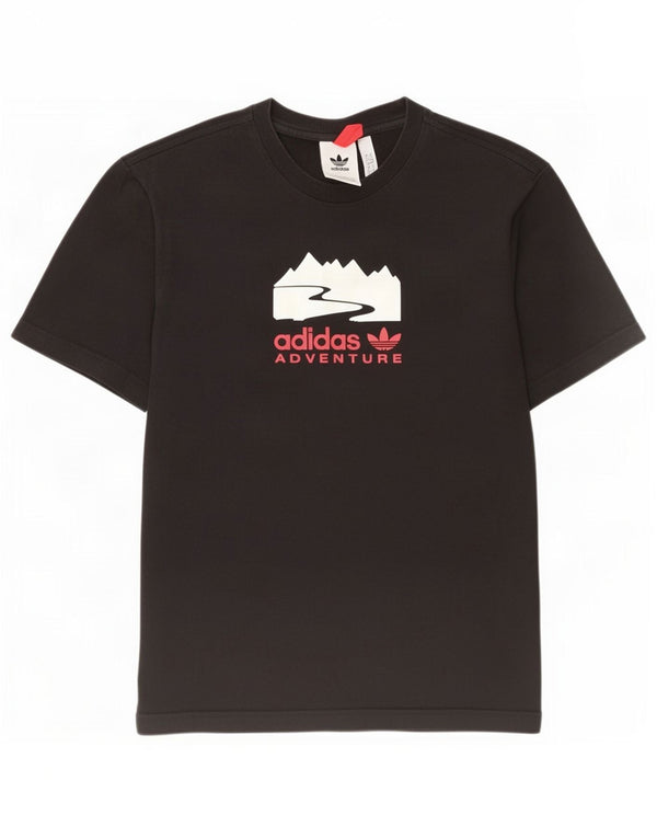 Męska koszulka z grafiką Adidas, mała, czarna, bawełniana