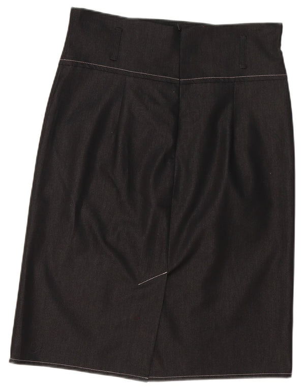 Red Or Dead Womens Straight Skirt UK 12 Medium W30 Grey Cotton
