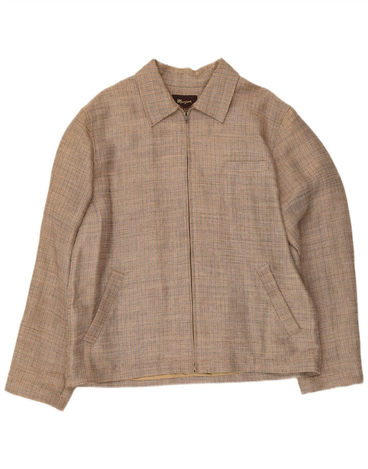 Monsoon Mens Bomber Jacket UK 40 Large Beige Check