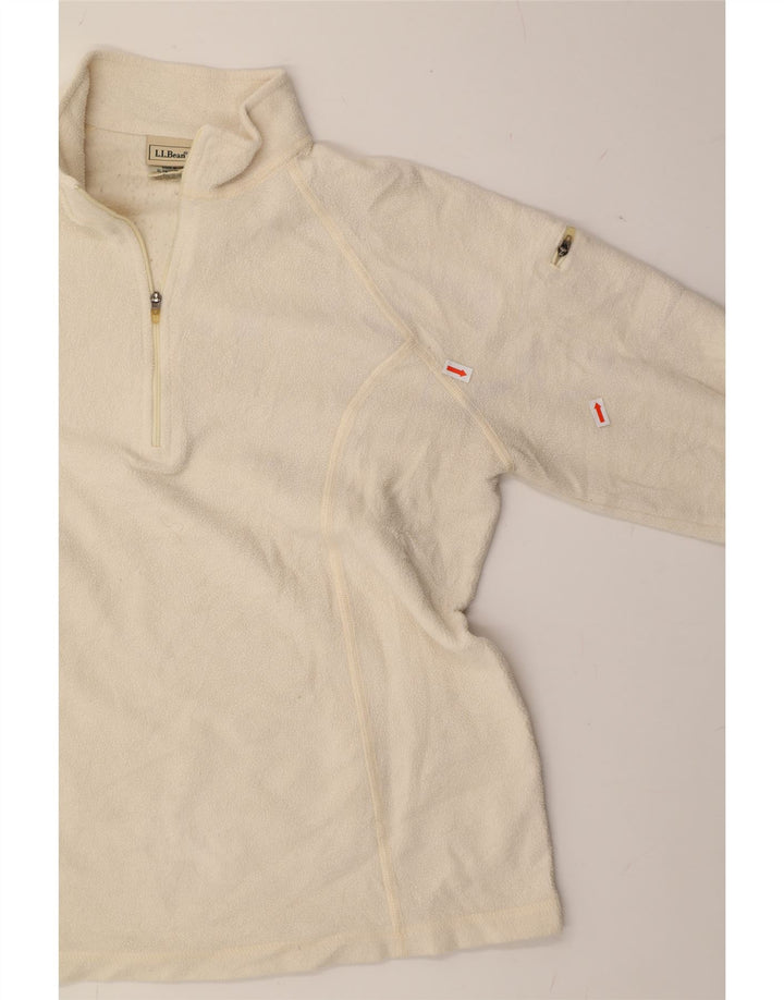 L.L.BEAN Womens Zip Neck Fleece Jumper UK 14 Medium Off White Polyester Vintage L.L.Bean and Second-Hand L.L.Bean from Messina Hembry 