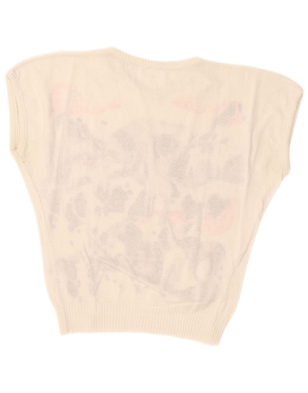 Vintage Damen Pullover mit U-Boot-Ausschnitt, UK 10, kleine weiße Neuheit