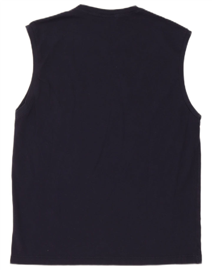 Gian Marco Venturi Mens Graphic Vest Top Large Navy Blue Cotton