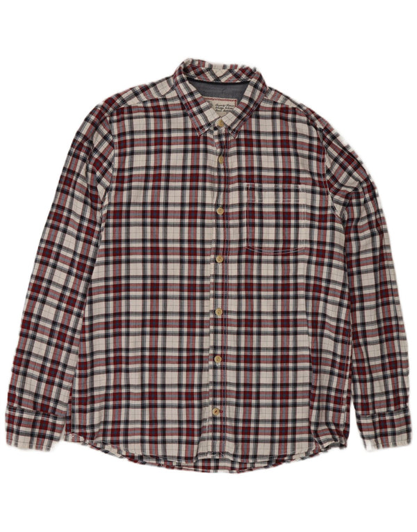 Camisa masculina de flanela Fat Face grande algodão xadrez vermelho